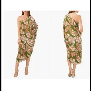 NWT 1.  State Women's Challis “Twist of Lime" Beachy One Shoulder Swim Cover-Up